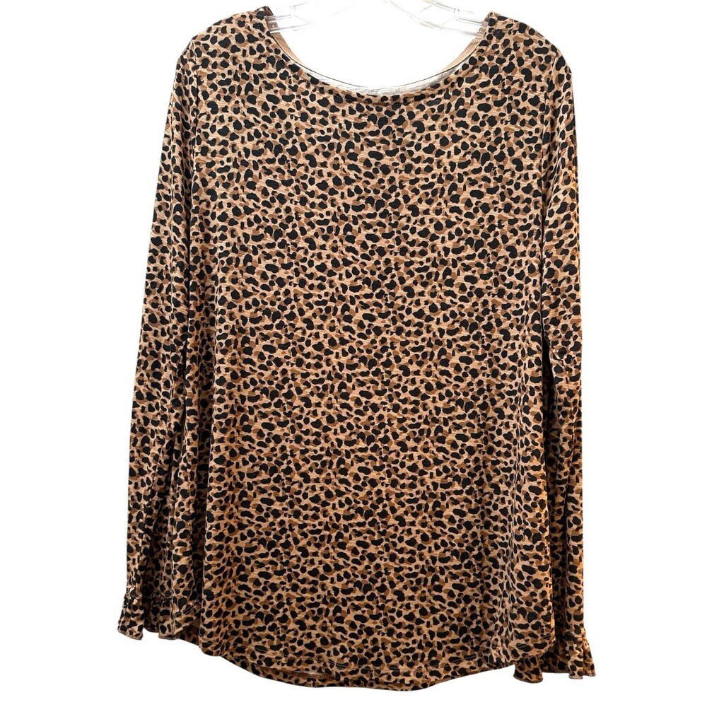 24/7 Maurices Cheetah Animal Print Tunic Top Womens Size Large Brown Black NWOT